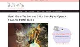 
							         Lion's Gate: How the Sun and Sirius Will Open A Powerful Portal On 8-8								  
							    
