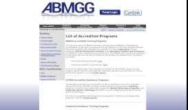 
							         List of Accredited Programs | ABMGG								  
							    