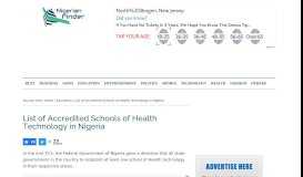 
							         List of Accredited Schools of Health Technology in Nigeria								  
							    