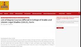 
							         List of Degree Courses Offered in College of Education, Azare ...								  
							    