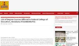 
							         List of Degree Courses Offered in Federal College of Education ...								  
							    