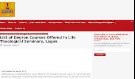
							         List of Degree Courses Offered in Life Theological Seminary, Lagos ...								  
							    