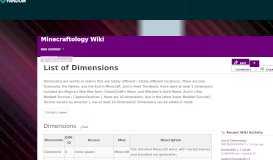 
							         List of Dimensions | Minecraftology Wiki | FANDOM powered by Wikia								  
							    