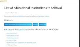 
							         List of educational institutions in Sahiwal - WikiMili, The Free ...								  
							    