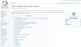 
							         List of Game of the Year awards - Wikipedia								  
							    