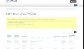 
							         List of LIRAs, LIFs & Annuities · FCNB Portal								  
							    