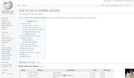 
							         List of List A cricket records - Wikipedia								  
							    