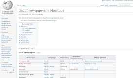 
							         List of newspapers in Mauritius - Wikipedia								  
							    