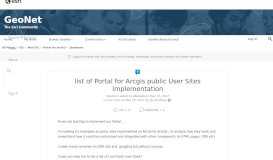 
							         list of Portal for Arcgis public User Sites Imp... | GeoNet, The ...								  
							    