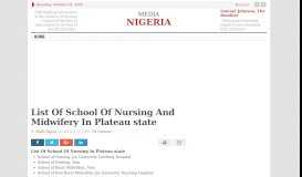 
							         List Of School Of Nursing And Midwifery In Plateau state - Media Nigeria								  
							    