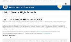 
							         List of Senior High Schools | Department of Education								  
							    