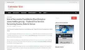 
							         List of Successful Candidates Shortlisted on www.fedfire.gov.ng ...								  
							    