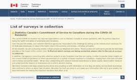 
							         List of surveys in collection - Statistics Canada								  
							    