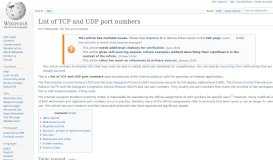 
							         List of TCP and UDP port numbers - Wikipedia								  
							    