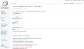 
							         List of universities in El Salvador - Wikipedia								  
							    