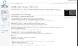 
							         List of useful console commands - Portal Wiki								  
							    