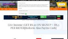 
							         Live Income :GET RS.50 ON SIGNUP + RS.3 PER REFER ...								  
							    