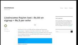 
							         Liveincome Paytm loot : Rs.50 on signup + Rs.3 per refer ...								  
							    