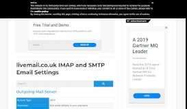 
							         livemail.co.uk IMAP and SMTP Email Settings								  
							    