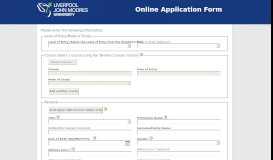 
							         LJMU Online Application Form								  
							    