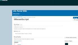 
							         llResetScript | LSL Portal Wiki | FANDOM powered by Wikia								  
							    