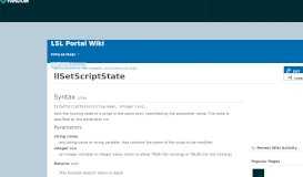 
							         llSetScriptState | LSL Portal Wiki | FANDOM powered by Wikia								  
							    