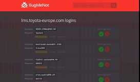 
							         lms.toyota-europe.com passwords - BugMeNot								  
							    