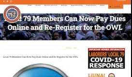 
							         Local 79 Members Can Now Pay Dues Online and Re-Register for the ...								  
							    