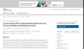
							         Local models of fractional quantum Hall states in lattices and physical ...								  
							    