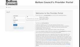 
							         Log In - Bolton Council's Provider Portal								  
							    