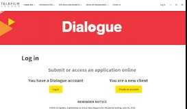 
							         Log in: Dialogue - eTelefilm - Telefilm Canada								  
							    
