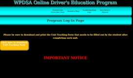 
							         Log-In Page 01 - WPDSA Online Driver's Education Program								  
							    
