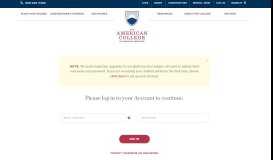 
							         Log In - The American College								  
							    