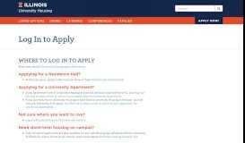 
							         Log In to Apply, University Housing at the University of Illinois								  
							    