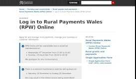 
							         Log in to Rural Payments Wales (RPW) Online | GOV.WALES								  
							    