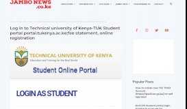 
							         Log in to Technical university of Kenya-TUK Student portal portal ...								  
							    
