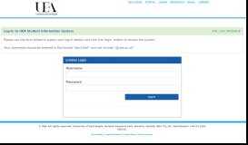 
							         Log-in to UEA SIS - Web Access to Your Data								  
							    