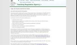 
							         Log into Teacher Self Service Portal - Teaching Regulation Agency								  
							    