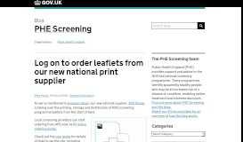 
							         Log on to order leaflets from our new national print supplier - PHE ...								  
							    