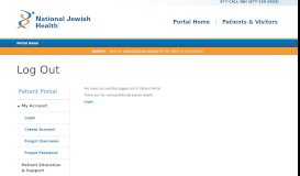 
							         Log Out - Patient Portal - National Jewish Health								  
							    