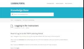 
							         Logging In for Instructors – Learning Portal Support								  
							    