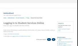 
							         Logging in to Student Services Online - AskAuckland								  
							    
