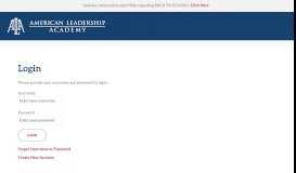 
							         Login - American Leadership Academy Schools								  
							    