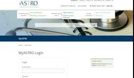 
							         Login - American Society for Radiation Oncology (ASTRO)								  
							    
