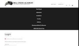 
							         Login - Bell Creek Academy								  
							    