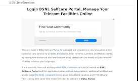 
							         Login BSNL Selfcare Portal, Manage Your Telecom Facilities Online								  
							    