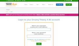 
							         Login | Driving Theory 4 All								  
							    