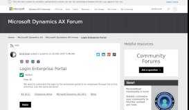 
							         Login Enterprise Portal - Microsoft Dynamics AX Forum Community ...								  
							    