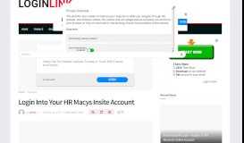 
							         Login Into Your HR Macys Insite Account - Login Link								  
							    