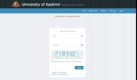 
							         Login - KU: Recruitment Portal, University of Kashmir								  
							    